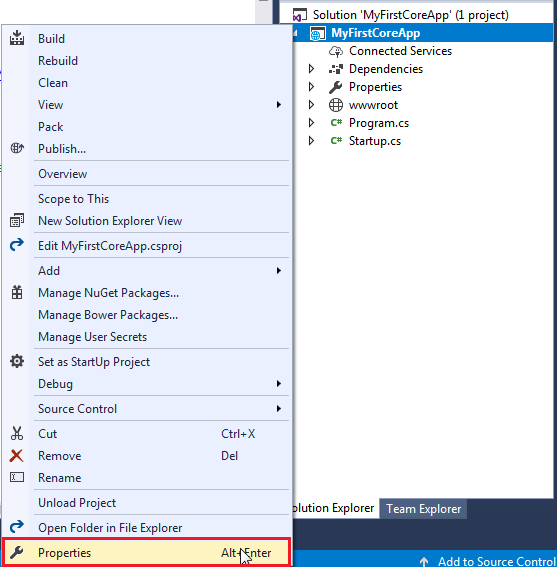 open Project Properties