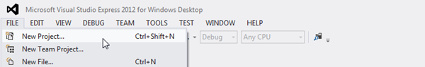 Create console project in VS2012