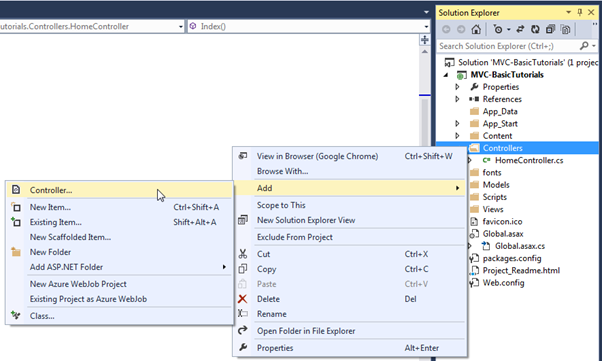 Add New Controller in ASP.NET MVC