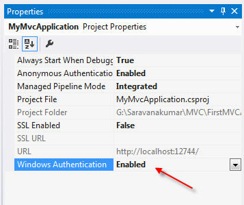MVC project properties